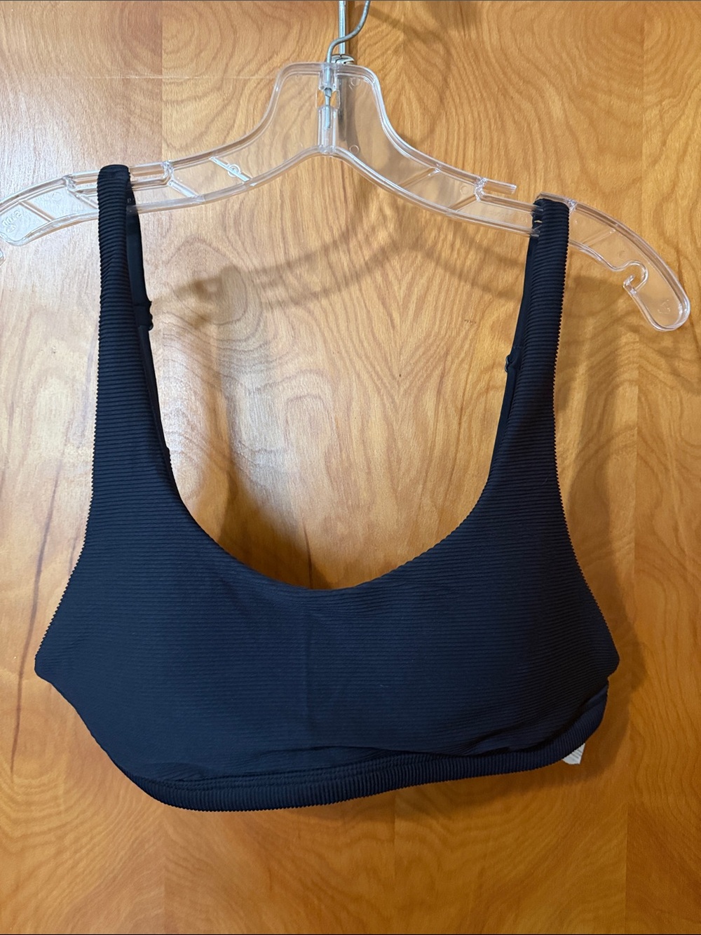 Prana Black Ribbed Scoop bikini top size large